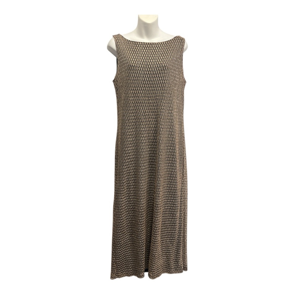 B.Moss Black with Gold  metallic thread overlay Sleeveless Maxi Dress. Size 14
